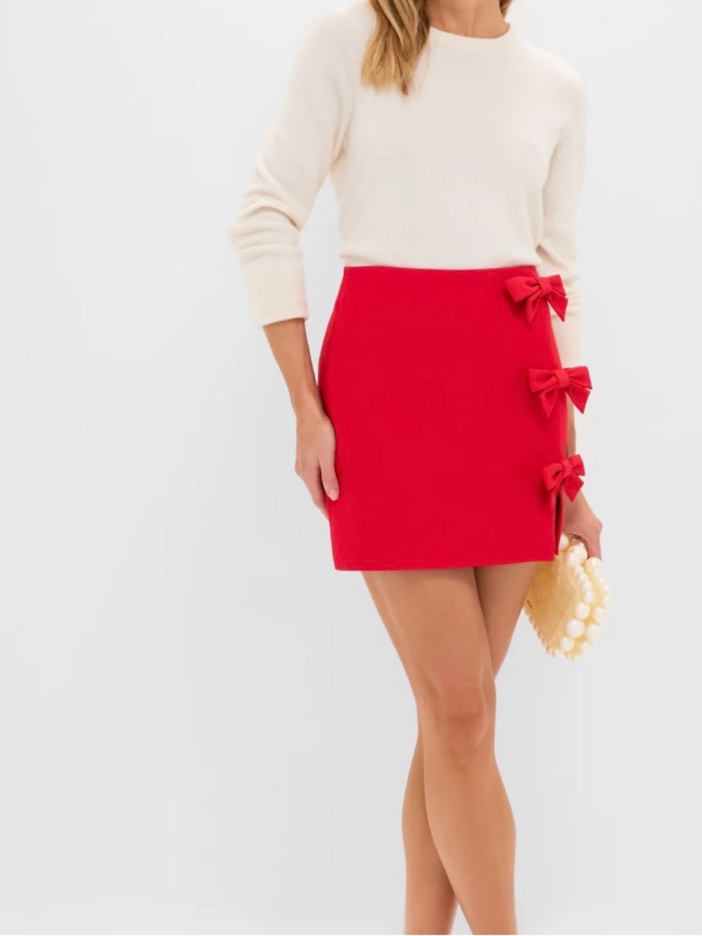 Hyacinth House Rochelle Mini Skirt Red Bow Size Medium